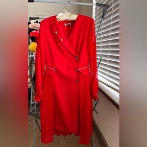 Red dress, size 36. Goes up to 2 style